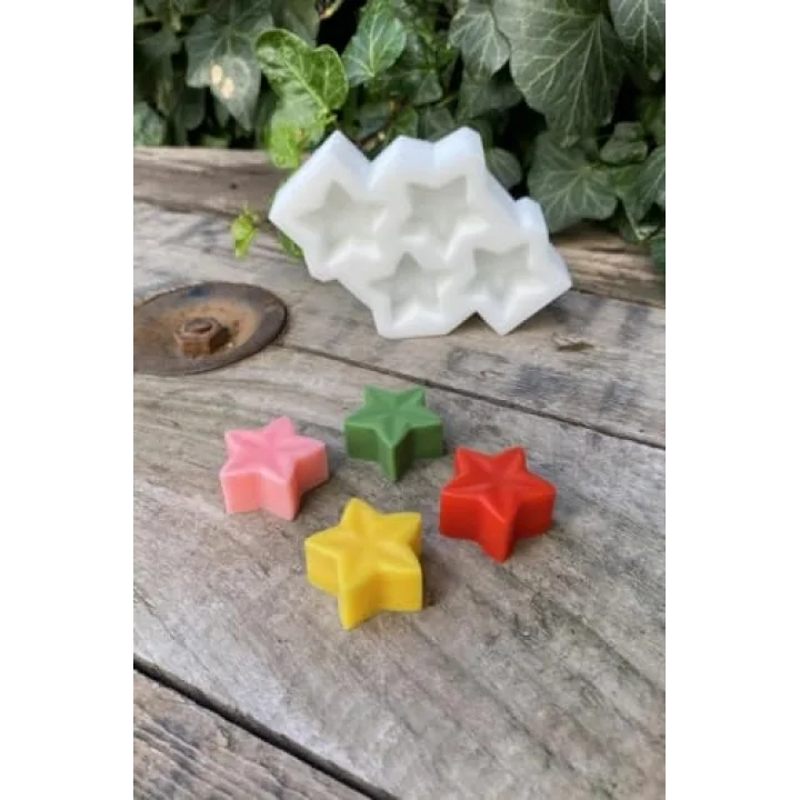 Yıldız Mini Dörtlü Mum Kalıbı (Silikon)
