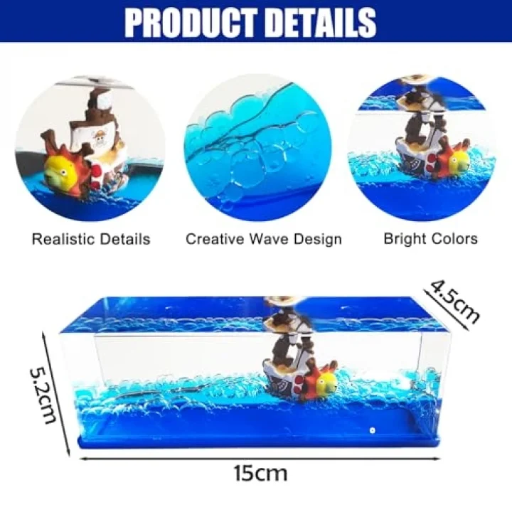 Yolcu gemisi One Piece Fluid Drift şişe Thousand Sunny Ship Fluid Drift Bottle, tek kutuda batmayan tekne, korsan gemi dekorasyonu, ev, araba, vitrinler, masa dekorasyonu için bir gemi