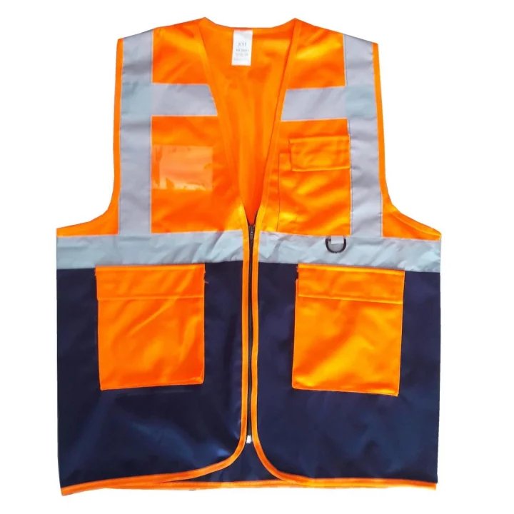Mey İthalat® Yönetici İkaz Yeleği Turuncu/Lacivert  XXL Beden