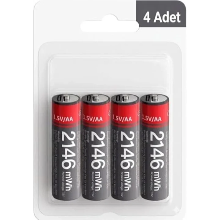 YP88 4 Adet Şarj Edilebilir Yüksek Verimli 1430 mAh 1.5V AA Pil - Siyah