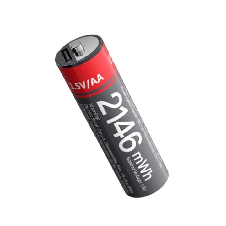 YP88 4 Adet Şarj Edilebilir Yüksek Verimli 1430 mAh 1.5V AA Pil - Siyah