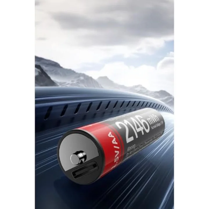 YP88 4 Adet Şarj Edilebilir Yüksek Verimli 1430 mAh 1.5V AA Pil - Siyah