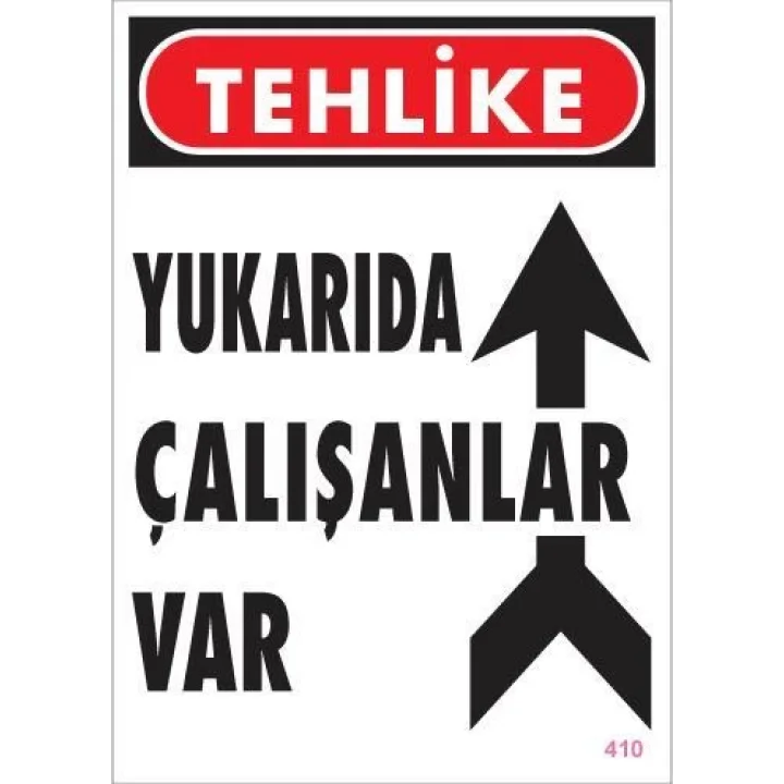 Mey İthalat® Yukarıda Çalışanlar Var Uyarı Levhası 25x35 KOD: 410