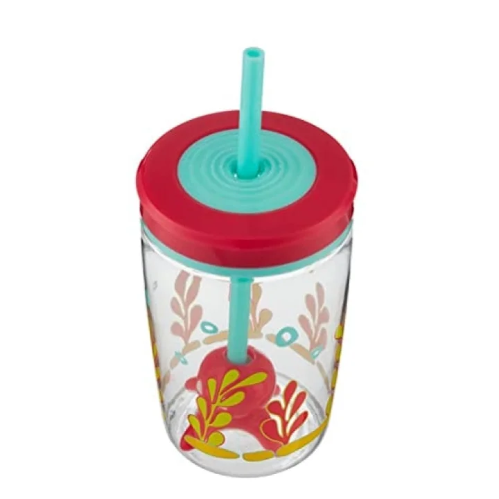 Yüzen Ahtapot Pipetli Tritan Bardak 470 ml, Mavi
