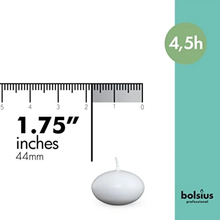 Yüzen Mumlar, 4,5 Saat Yanma Süreli, Ø 4,5 cm çapında, Beyaz, 20 Adet