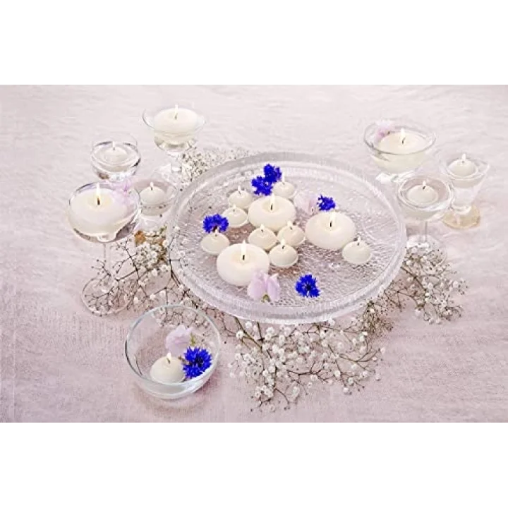 Yüzen Mumlar, 4,5 Saat Yanma Süreli, Ø 4,5 cm çapında, Beyaz, 20 Adet