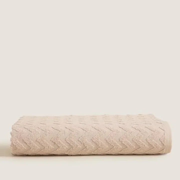 Zigzag%100 Pamuk Banyo Havlusu 70x140 cm Bej