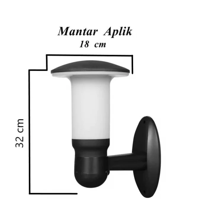 Zita Bahçe Duvar Aplik Mantar Siyah Dış Mekan Aydınlatma IP54