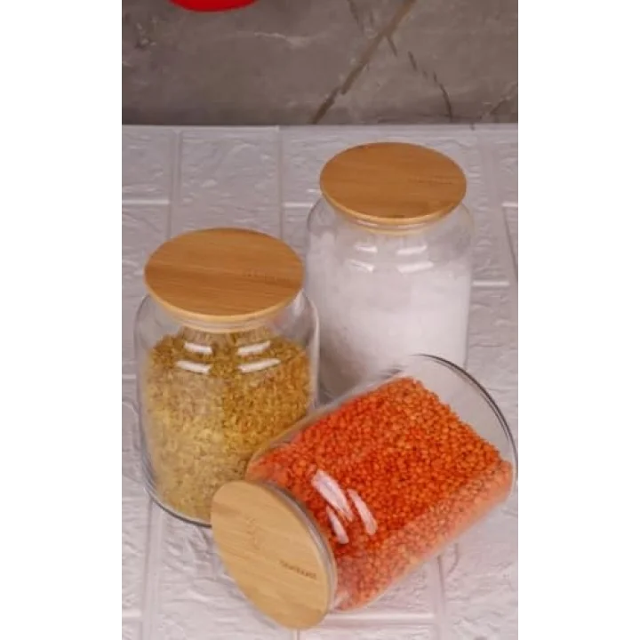 Zone - 12li Cam Saklama Kabı 800ml Vakumlu Bambu Kapaklı