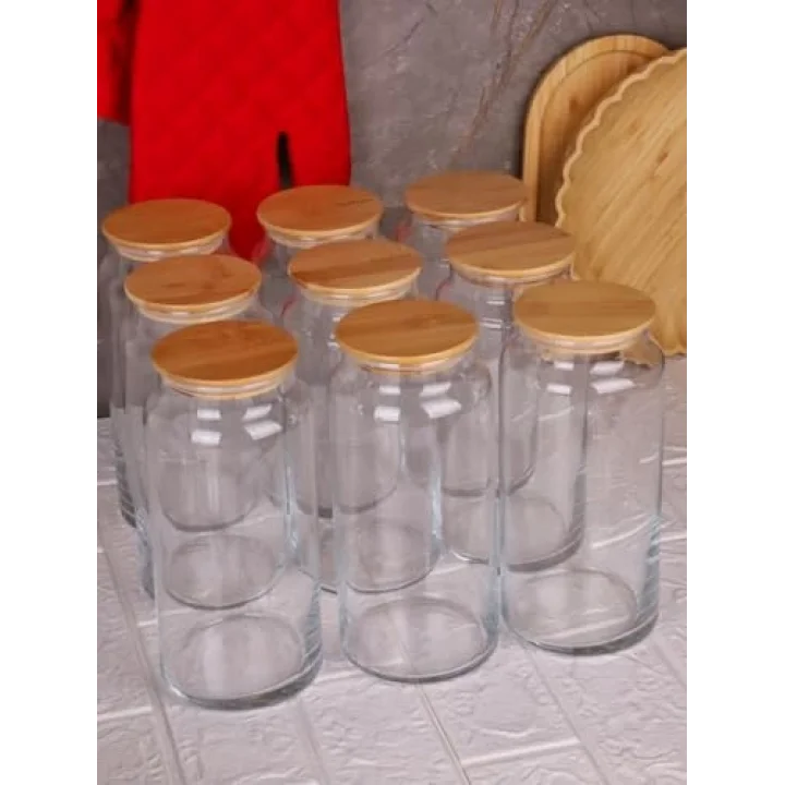 Zone - 9lu Cam Saklama Kabı 1300ml Vakumlu Bambu Kapaklı