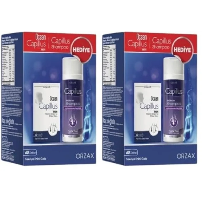 Capillus Men 60 Tablet + Capillus Şampuan 200 ml Hediyeli (2 paketi)