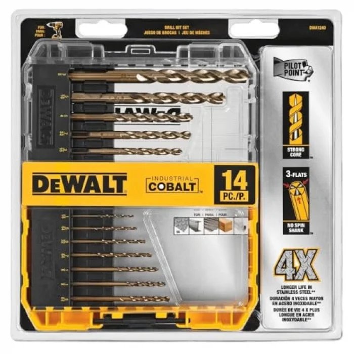 dwa1240 Pilot Point Industrie-Cobalt-Bohrer Bit Set (14 Stück)