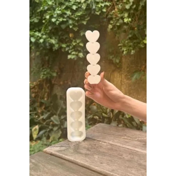 Kalp Şerit Silikon Mum Kalıbı