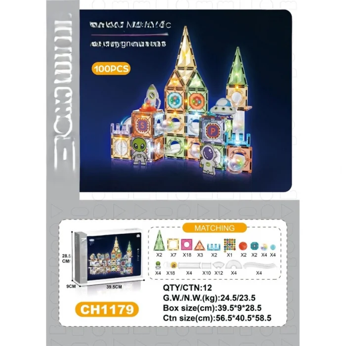 Mey İthalat® 7.5CM Işıklı Blok 100 Parça
