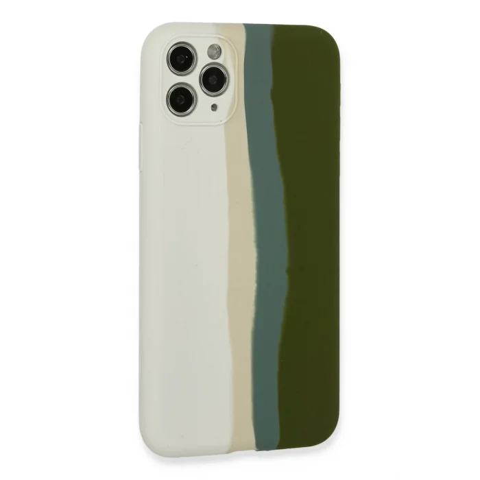 Mey İthalat®   iPhone 11 Pro Kılıf Ebruli Lansman Silikon - Beyaz-Yeşil