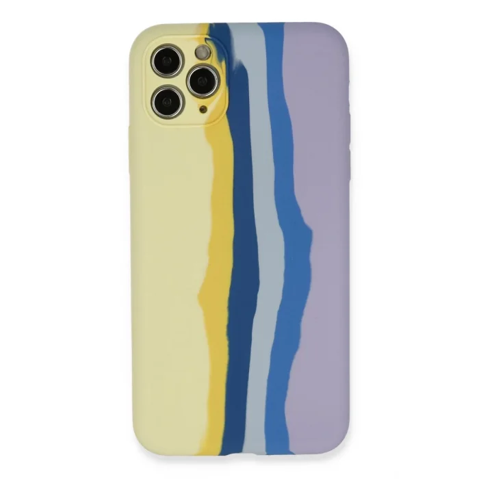 Mey İthalat®   iPhone 11 Pro Kılıf Ebruli Lansman Silikon - Sarı-Lila