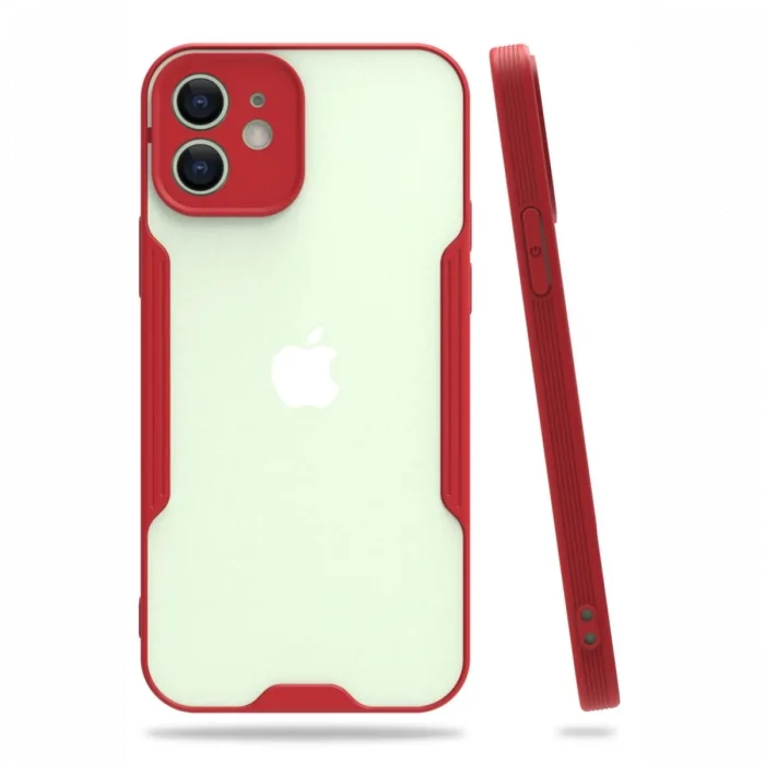 Mey İthalat®   iPhone 12 Kılıf Platin Silikon - Kırmızı