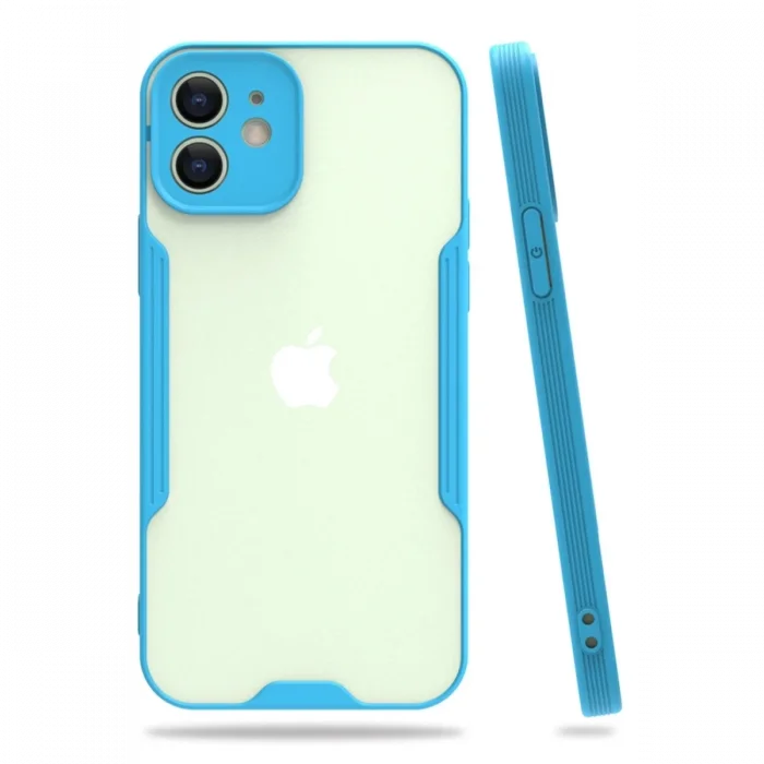 Mey İthalat®   iPhone 12 Kılıf Platin Silikon - Mavi