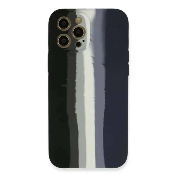 Mey İthalat®   iPhone 12 Pro Max Kılıf Ebruli Lansman Silikon - Siyah-Lacivert