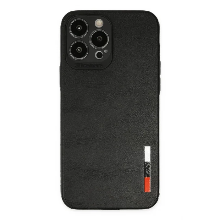 Mey İthalat®   iPhone 13 Pro Max Kılıf Loop Deri Silikon - Siyah