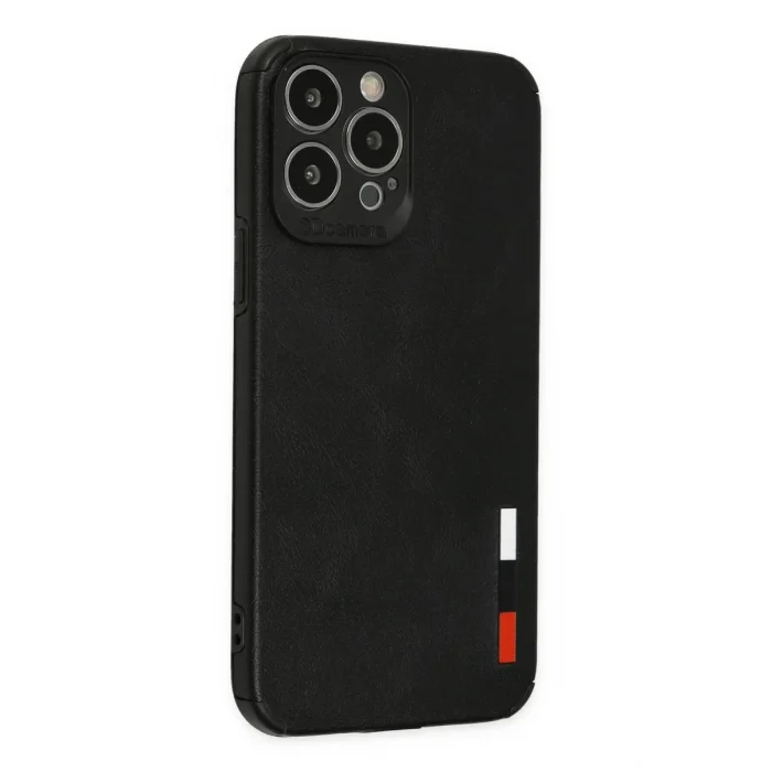 Mey İthalat®   iPhone 13 Pro Max Kılıf Loop Deri Silikon - Siyah