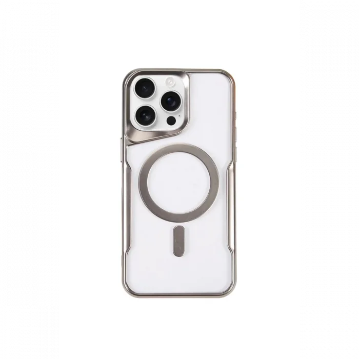 Mey İthalat®   iPhone 14 Pro Max Kılıf Boyi Magsafe Silikon Kapak - Gümüş