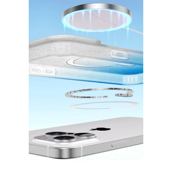 Mey İthalat®   iPhone 14 Pro Max Pummel Shiny Magsafe Kapak - Mor