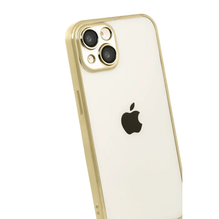 Mey İthalat®   iPhone 15  Lensli Silikon - Gold