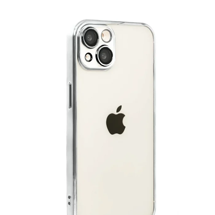 Mey İthalat®   iPhone 15  Lensli Silikon - Gümüş
