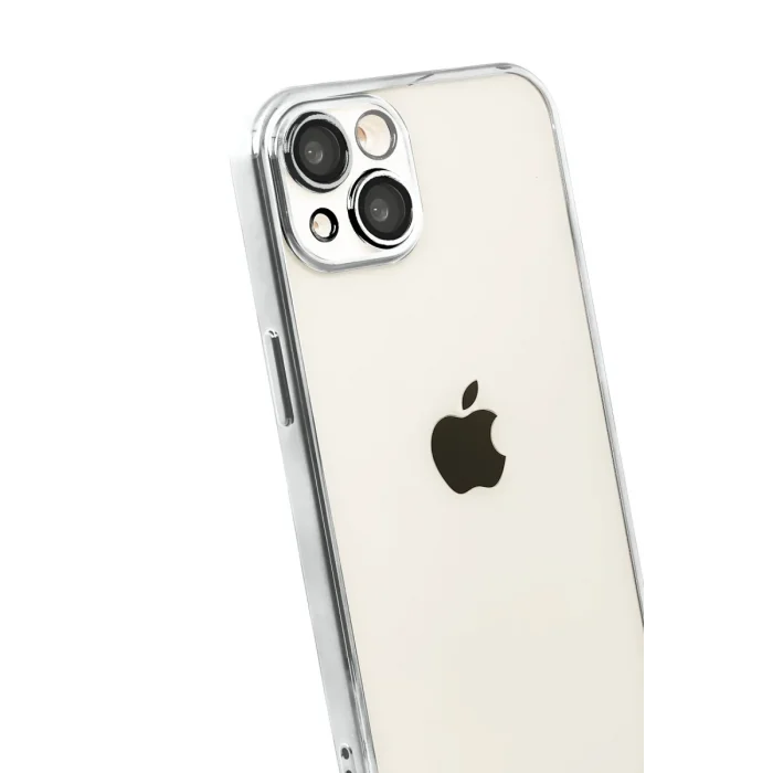 Mey İthalat®   iPhone 15  Lensli Silikon - Gümüş