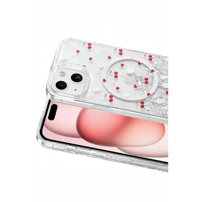 Mey İthalat®   iPhone 15 Misk Simli Magsafe Kapak - Desen 5