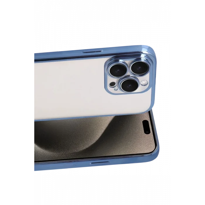 Mey İthalat®   iPhone 15 Pro Max  Lensli Silikon - Açık Mavi