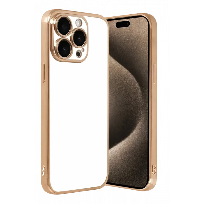 Mey İthalat®   iPhone 15 Pro Max  Lensli Silikon - Gold
