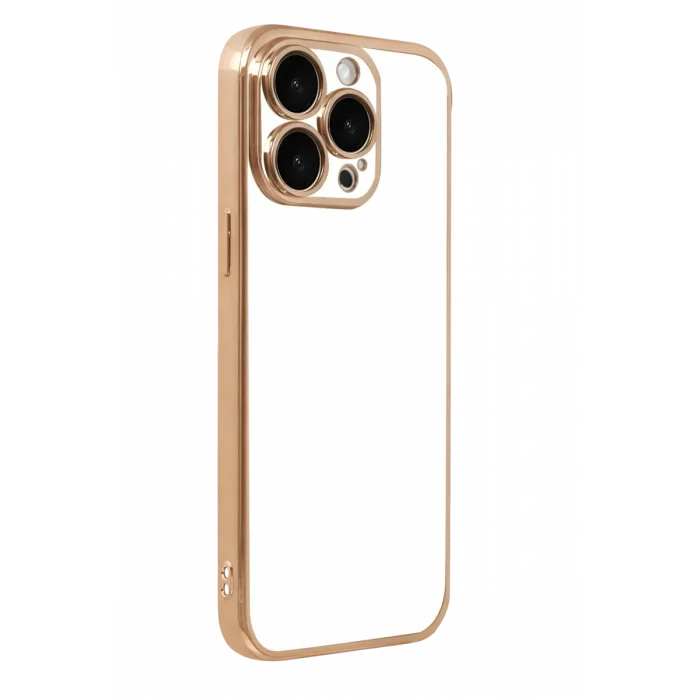 Mey İthalat®   iPhone 15 Pro Max  Lensli Silikon - Gold