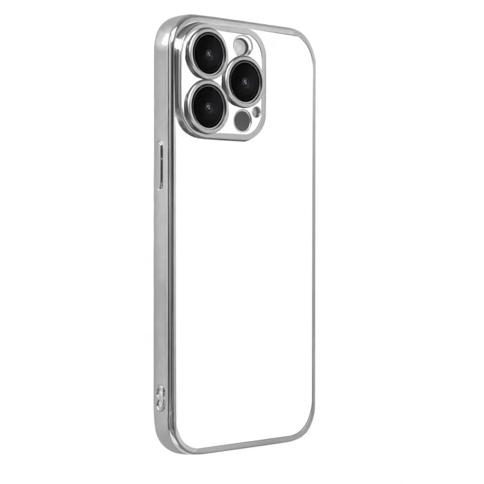 Mey İthalat®   iPhone 15 Pro Max  Lensli Silikon - Gümüş