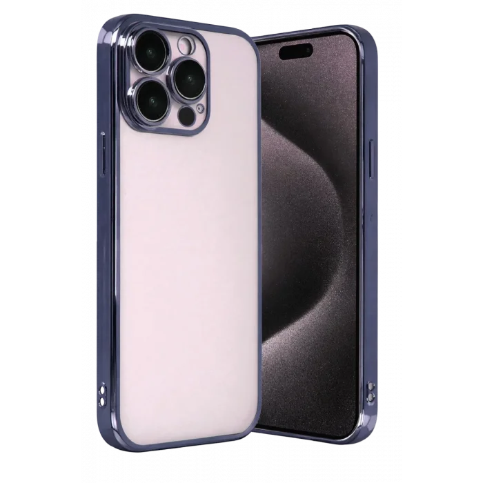 Mey İthalat®   iPhone 15 Pro Max  Lensli Silikon - Lacivert
