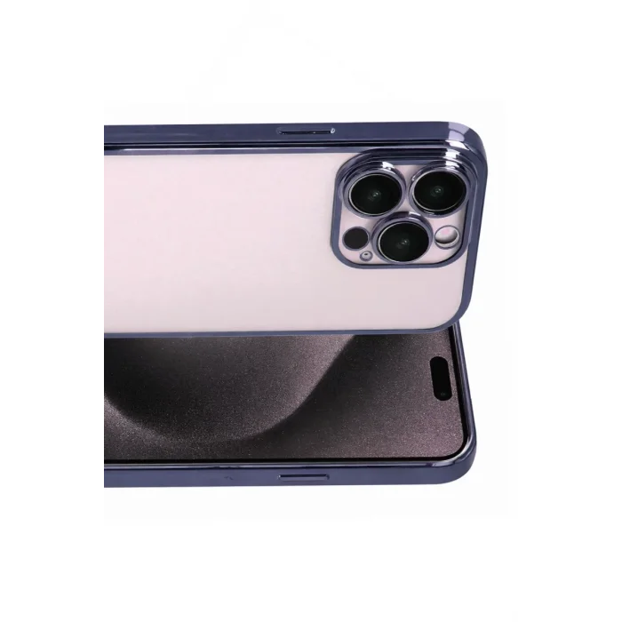 Mey İthalat®   iPhone 15 Pro Max  Lensli Silikon - Lacivert