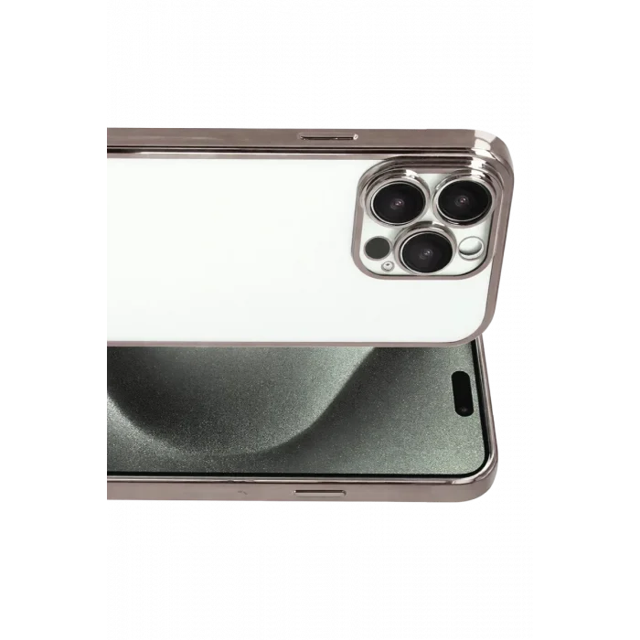 Mey İthalat®   iPhone 15 Pro Max  Lensli Silikon - Titan Gri