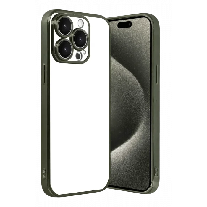 Mey İthalat®   iPhone 15 Pro Max  Lensli Silikon - Yeşil