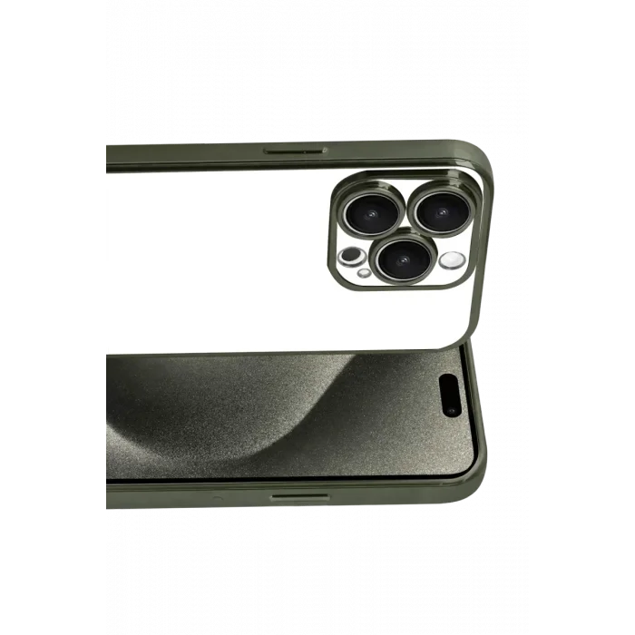 Mey İthalat®   iPhone 15 Pro Max  Lensli Silikon - Yeşil