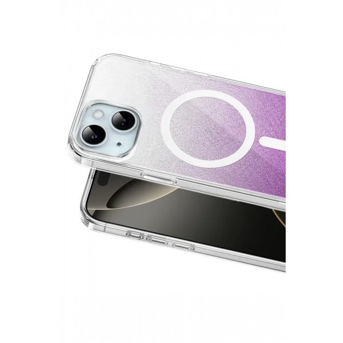 Mey İthalat®   iPhone 15 Sora Simli Magsafe Kapak - Mor
