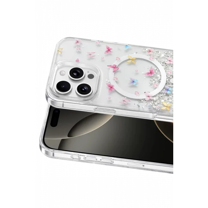 Mey İthalat®   iPhone 16 Pro Max Misk Simli Magsafe Kapak - Desen 4