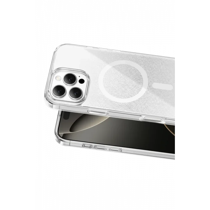Mey İthalat®   iPhone 16 Pro Max Sora Simli Magsafe Kapak - Beyaz