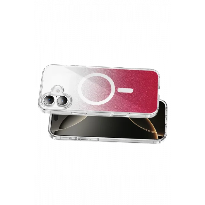 Mey İthalat®   iPhone 16 Sora Simli Magsafe Kapak - Kırmızı