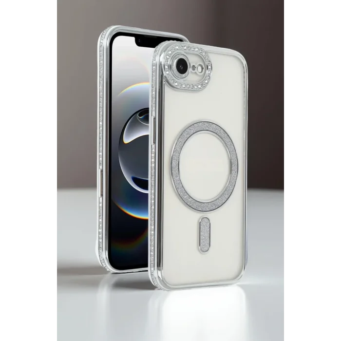 Mey İthalat®   iPhone 16E Joke Simli Magneticsafe Kılıf - Mavi