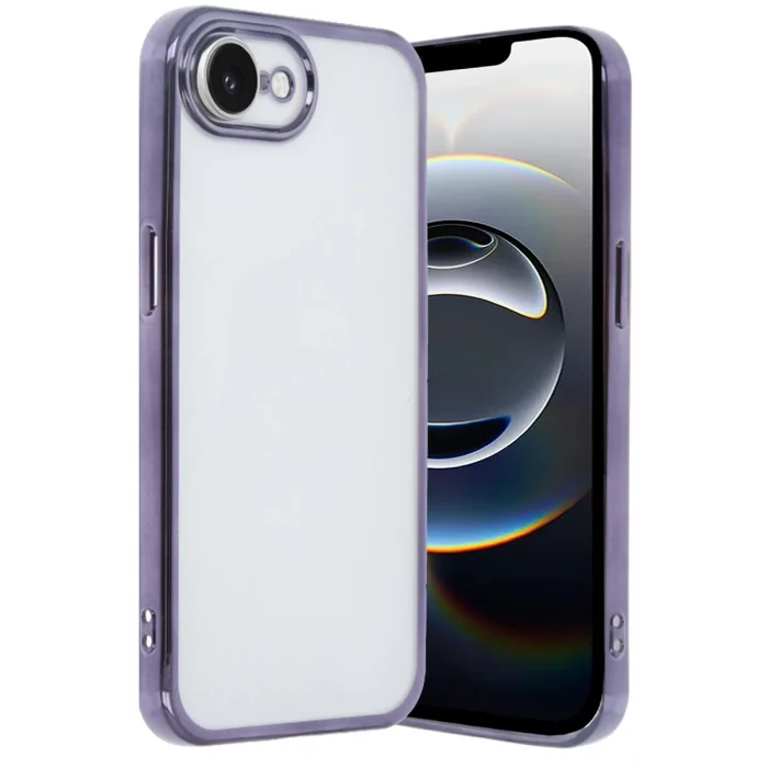 Mey İthalat®   iPhone 16E Kılıf  Lensli Silikon - Mor