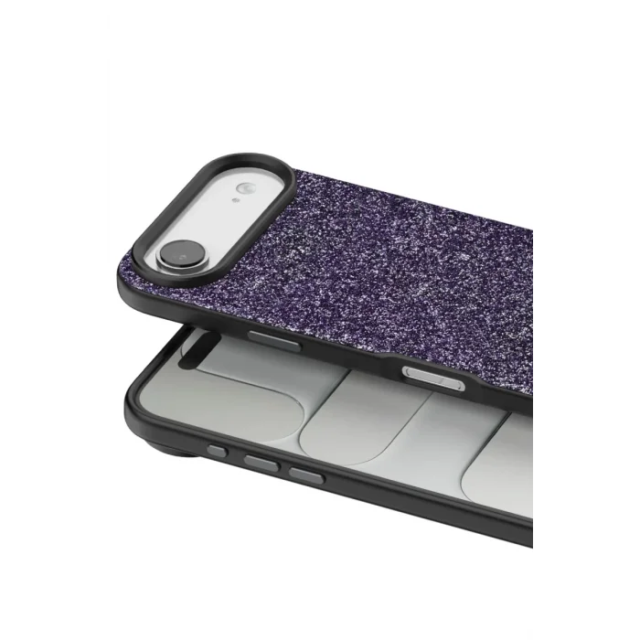 Mey İthalat®   iPhone 17 Air Bright Simli Kapak - Derin Mor