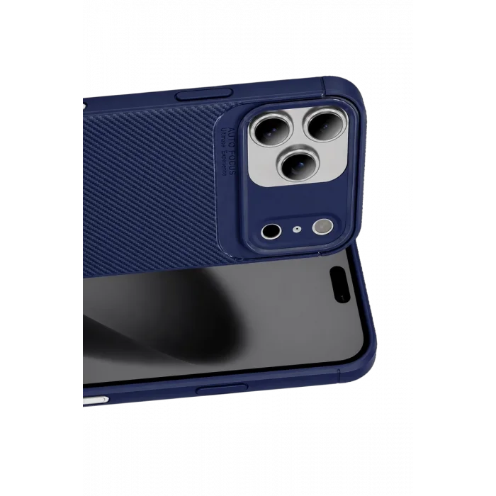 Mey İthalat®   iPhone 17 Pro Auto Focus Karbon Kapak - Lacivert