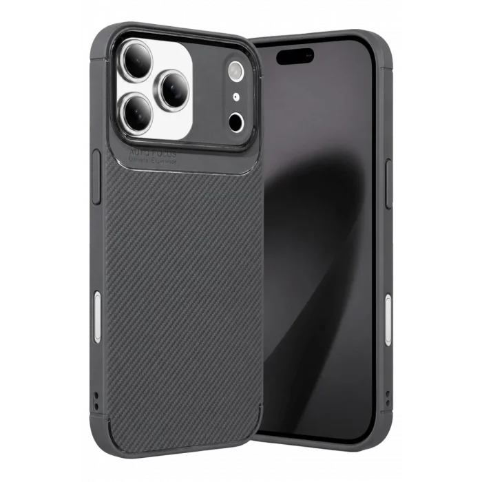 Mey İthalat®   iPhone 17 Pro Max Auto Focus Karbon Kapak - Gri