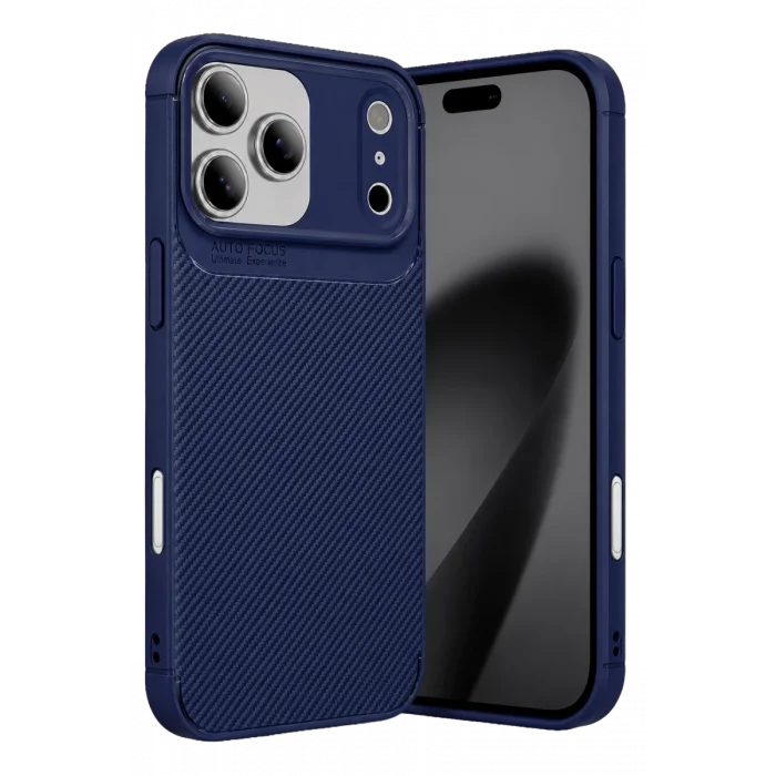 Mey İthalat®   iPhone 17 Pro Max Auto Focus Karbon Kapak - Lacivert